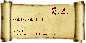 Rubicsek Lili névjegykártya